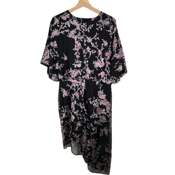 Revolve x Chrissy Teigen Laos Mini Wrap Dress Black Blossom Women's Size XL - Picture 2 of 5